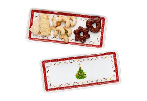 MamboCat Servierplatte 2x Weihnachtstraum Kuchenplatte - Servierplatten aus feinstem Porzellan, ideal für festliche Anlässe mit weihnachtlichem Dekor und robustem Design, spülmaschinengeeignet für müheloses Reinigen.