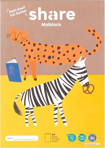 share Malblock A4 100 Blatt 80 g/qm Zeichenblock Skizzenblock Künstlerpapier