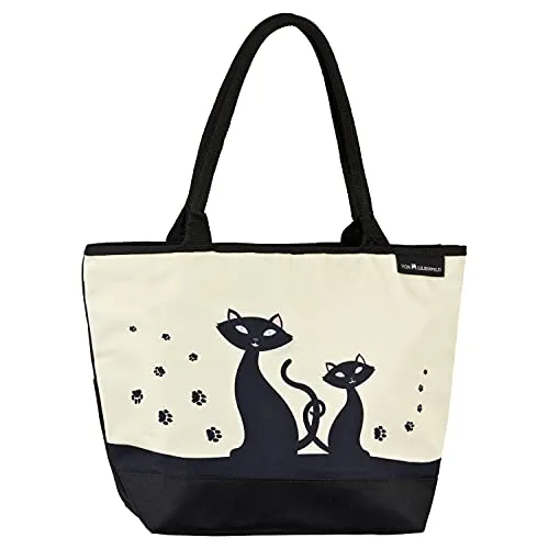 VON LILIENFELD Handtasche Schwarze Katzen Kätzchen Shopper Damen Motiv Maße L42 x H30 x T15 cm Strandtasche Henkeltasche Büro