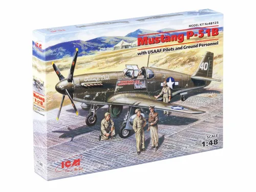 Mustang P-51 B WWII American Fighter with USAAF Pilots / 1:48 - ICM