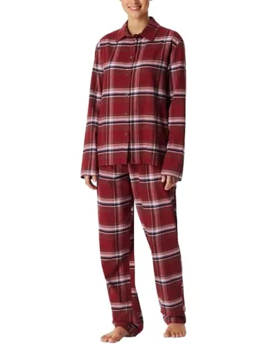 Schiesser Damen Schlafanzug lang Webflanell - Selected Premium Warming Pyjamaset - Schlafanzüge für Damen, aus hochwertigem Webflanell für optimale Wärme und Komfort in der kalten Jahreszeit.
