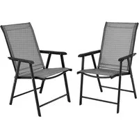 Costway Klappbare Gartenstühle im 2er Set – Hochlehner Grau - Hochwertige Klappstühle für den Außenbereich, mit ergonomischer Rückenlehne für optimalen Sitzkomfort. Ideal für Garten und Terrasse, platzsparend verstaut!