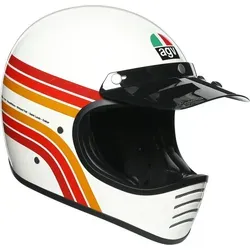 AGV Legends X101 Dakar 87 Helm – Weiss-Rot-Orange, Größe XS - Hochwertiger Fiberglas-Motorradhelm mit Doppel-D-Ring Verschluss für optimalen Halt. Ideal für stilbewusste Fahrer, die Sicherheit und Komfort schätzen.