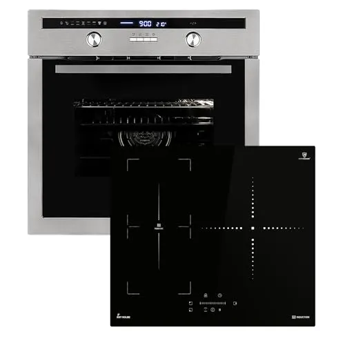 KKT KOLBE Autarkes Herdset 60cm mit Induktionskochfeld und Backofen - Herdsets mit Energieeffizienzklasse A, Drehspieß und Heißluft für perfekte Ergebnisse. Das Induktionskochfeld mit Booster sorgt für schnelles Kochen und eine moderne Küche.