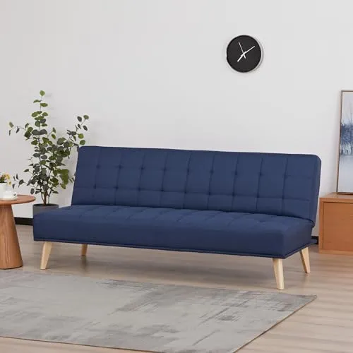 [en.casa] Schlafsofa Pukkila 3-Sitzer mit Schlaffunktion - Sofas & Couches – Praktisches 3-Sitzer-Schlafsofa mit ausklappbarer Liegefläche, ideal für Gäste und entspannte Nächte. Elegantes Design in Dunkelblau, das jeden Wohnraum aufwertet.
