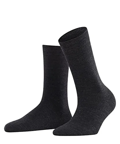 FALKE Damen Socken Softmerino W So Wolle Baumwolle einfarbig 1 Paar, Grau Anthracite Melange 3089, 41-42