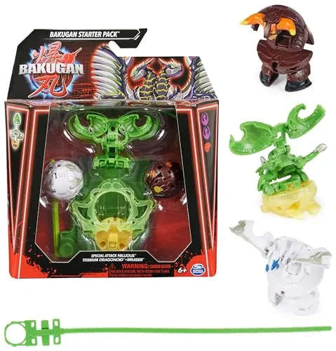 BAKUGAN Starter 3-Pack, Special Attack Nillious, Titanium Dragonoid, Bruiser, individualisierbare Actionfigur, Sammelkarten, Kinderspielzeug für Jungen und Mädchen