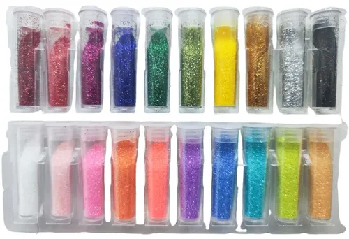 Glitzerpulver Mix 20 Glitzer Farben Kreativset DIY Deko Basteln Hobby Verzierung