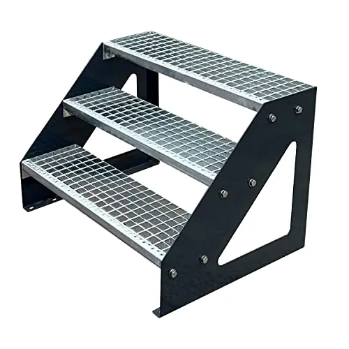 Kaminbau Mierzwa Außentreppe Premium Treppe Anthrazit – Wetterfest und Rostfrei - Robuste Außentreppe aus feuerverzinktem Stahl mit rutschfesten Gitterroststufen. Ideal für Garten, Balkon oder Terrasse und in verschiedenen Größen und Ausführungen erhältlich.