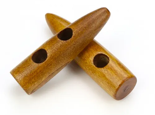 Stück Knebelknöpfe braun 40mm Keil 2 Löcher länglich 12