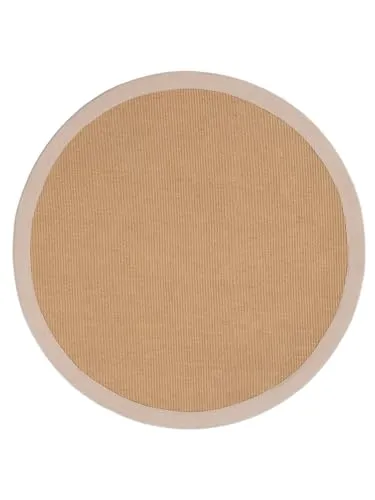 carpetfine Sisalteppich Rund Beige Ø 200 - Teppich für Wohn- und Schlafzimmer, hochwertig und pflegeleicht, auch für Fußbodenheizung geeignet.