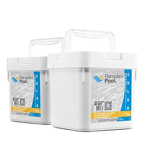 Paradies Pool Chlor Schnell Granulat 10 kg - Chlor Granulat für Pools, schnell löslich und ideal für die Erstbefüllung oder Schockchlorung, sorgt für optimale Desinfektion.