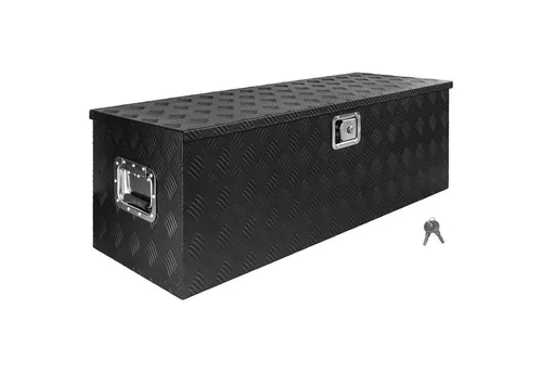 Trucky Anhänger-Deichselbox D160 Schwarz - Transportboxen: Robuste Alu Box mit Griffplattenschloss für sicheren Transport von Werkzeugen und Ausrüstung, ideal für Handwerker und Outdoor-Enthusiasten.