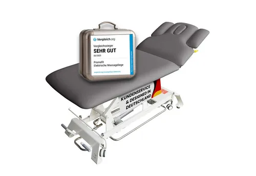 PROMAFIT Massageliege Houston - Elektrisch höhenverstellbar - Hochwertige Massageliege für Therapeuten, elektrisch höhenverstellbar von 50 cm bis 95,5 cm, ideal für Komfort und Sicherheit während der Behandlung. Inklusive Kopfstütze und Papierrollenhalter.