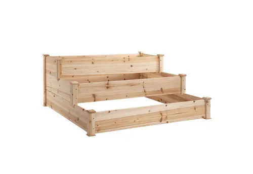 furnicato Hochbeet Blumenkasten aus Naturholz 120L x 120B x 56H cm - Gestalte deinen Garten mit diesem stilvollen Blumenkasten aus robustem Naturholz. Das stufenförmige Design ermöglicht optimale Lichtverhältnisse für deine Pflanzen und bietet ausreichend Platz für Blumen, Gemüse und Kräuter. Ideal für kreative Gartenideen.