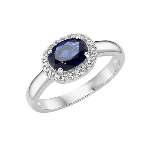 Smart Jewel Ring Ring mit Zirkonia und blauem Kristallstein, Silber 925
