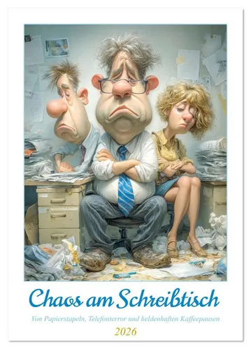 CALVENDO Wandkalender Chaos am Schreibtisch (Tischkalender 2026 DIN A5 hoch), CALVENDO Monat