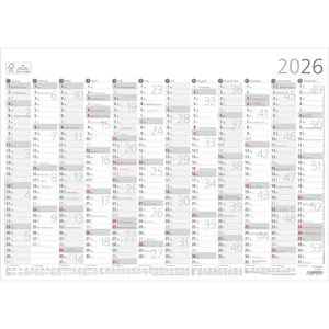 Zettler Plakatkalender 939 - Jahresplaner 2026, A3 - Praktischer A3-Jahresplaner für 2026 mit hervorgehobenen Arbeitstagen, Feiertagen und einer Übersicht zu Ferien & Mondphasen. Ideal für die Organisation Ihres Jahres.