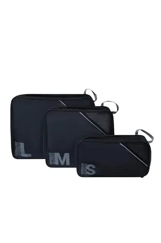 American Tourister Packwürfel Set 3 Stück - Koffer Organizer für eine perfekte Reiseorganisation - 3-teiliges Packwürfel-Set in Schwarz/Grau für optimale Ordnung im Gepäck. Ideal für Koffer, Handgepäck und Rucksack – alles bleibt übersichtlich und schnell griffbereit. Platzsparend und erweiterbar für flexibles Packen.