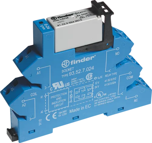 FIN 38.62.7 12V - Koppelrelais, 2 Wechsler, 12 V DC sensitiv