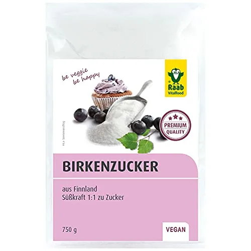 Raab Vitalfood Premium Birkenzucker, Xylit, vegan, 1:1 Zucker-Alternative, Süßungsmittel, zahnfreundlich, Vorratspack, 750 g