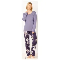 Hajo Schlafanzug Damen Pyjama lang (2 tlg) mit floralem Design - Pyjama-Sets mit elegantem floralen Muster und hochwertigem Materialmix aus Baumwolle und Modal für höchsten Komfort und Atmungsaktivität. Ideal für entspannte Nächte und gemütliche Stunden zu Hause.