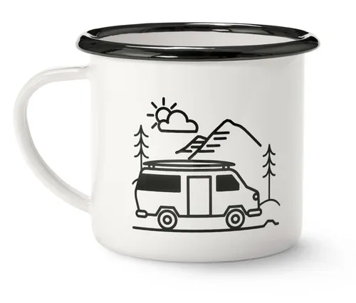 Tchibo Emaille Tasse, Camping Becher 380ml - Kaffee- & Teegläser: Leichte, bruchsichere Emaille-Tasse im zeitlosen Camping-Design, ideal für Abenteuer und einfach zu reinigen.