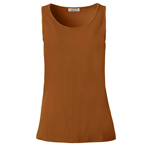 dressforfun 901024 Damen Basic Top, Tank Top Trägertop, Baumwolle - diverse Farben und Größen - (Braun | M | Nr. 304541)