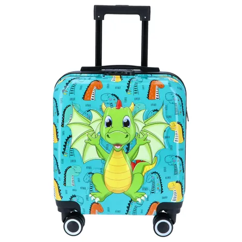 TheTrueC Kindertrolley 4 Rollen Dino grün