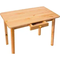 Esstisch mit Schublade Küchentisch Tisch Massiv Kiefer Speisetisch in versch. Größen (70x80, Kiefer Lackiert) - Ocker