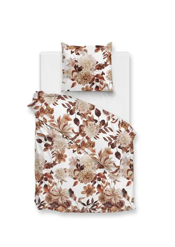 ZO HOME Flanell Bettwäsche 135x200 cm Sofia brown - Elegante 2-teilige Flanell Bettwäsche in Braun mit stilvollem Blumenmotiv. Ideal für gemütliche Nächte und sorgt für ein angenehmes Schlafklima.