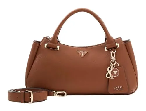 GUESS Handtasche Umhängetasche Evie Triple Compartment Satchel Bag Cognac braun