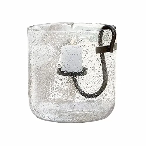 Loberon Windlicht Dions - Mundgeblasen und stilvoll - Windlicht Dions aus Glas und Eisen, mit herausnehmbarem Kerzeneinsatz für eine außergewöhnliche Dekoration in klar/braun.