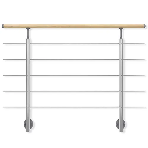 DOLLE Aluminium Geländer-Set mit Buche Handlauf und Edelstahl Füllstäben