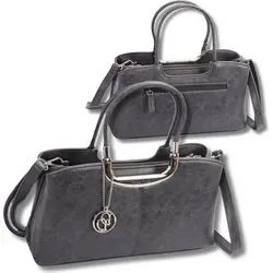 Daniele Donati feste Damentasche, dunkelgrau taupe - Handtasche aus Kunstleder mit abnehmbarem Schultergurt, ideal für Ordnung mit 3 Fächern, Innenreißverschluss und zusätzlichen Organizer-Fächern. Perfekt für jeden Anlass.