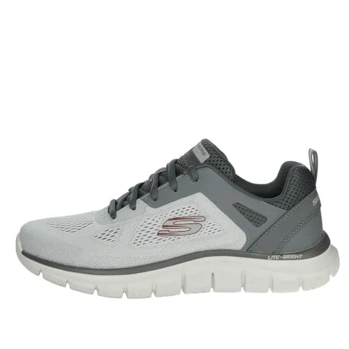 Skechers Herren Platform Sneaker, Grauer Netzstoff, PU-Rand, anthrazit, 43 EU - Herren-Sneaker, bequeme Plattform-Sohle für zusätzlichen Komfort und stylisches Design.