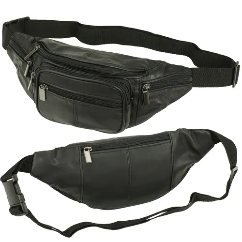 Gürteltasche Bauchtasche Hüfttasche Schwarz Echt Leder Umhängetasche Bag