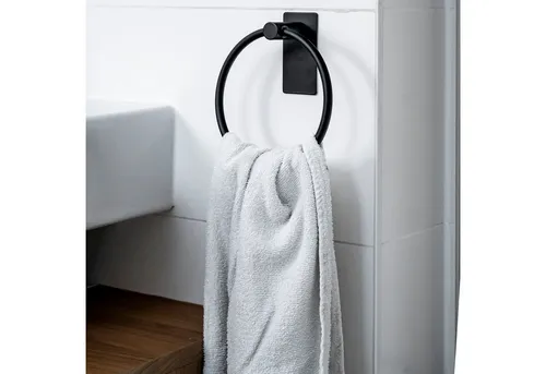 ELMOWO Handtuchring ohne Bohren für Badezimmer & Gäste-WC, Handtuchhalterung mit 3M-Klebefläche & Spezialkleber