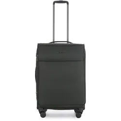 STRATIC Trolley Light + M 68cm in Dunkelgrün - Robuster Koffer mit 4 leichtlaufenden Doppelrollen und TSA-Zahlenschloss, ausgestattet mit STRATIC CONNECT NFC-Chip für zusätzlichen Schutz und Informationen zu Ihrem Gepäck.