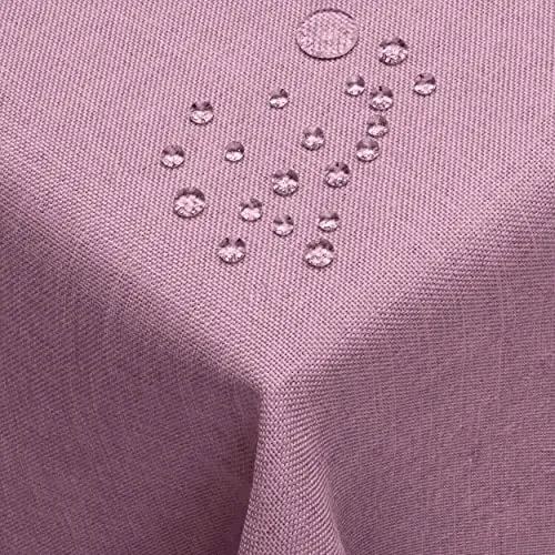 DecoHomeTextil Leinen Optik Tischdecke, Quadratisch 130 x 130 cm Lila, wasserabweisend, fleckenabweisend, abwaschbar, Lotuseffekt, bügelfrei