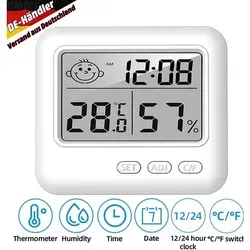 LCD Digitales Thermo-Hygrometer, Luftfeuchtigkeitsmessgerät Wetterstation Muti-Funktion - Weiß
