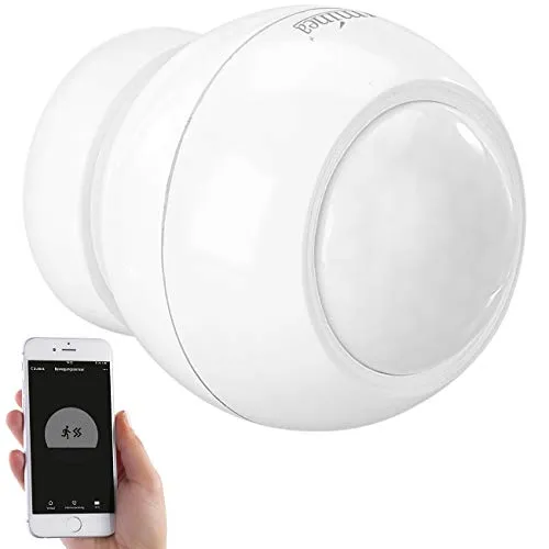 Luminea Home Control WiFi Bewegungsmelder: WLAN-PIR-Bewegungsmelder und Lichtsensor mit App für Benachrichtigung (WLAN Bewegungsmelder Licht, innen WLAN, Überwachungssysteme)