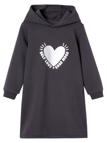 vertbaudet Hoodiekleid in Anthrazit, Größe 104, schwarz/grau, Baby