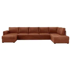 MIRJAN24 Ecksofa Wilma Large, U-Form Polsterecke vom Hersteller, Schlafsofa mit zwei Bettkasten, Wohnlandschaft (Farbe: Clara 215.02 , Seite: Rechts) - Orange