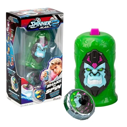 Bizak Spinner Mad 2 Shake, einzelner Kreisel mit fortschrittlichem Mechanismus, Roarilla, Kampfspielzeug für Jungen und Mädchen ab 5 Jahren, 6 Sammeln, (62006323-4)