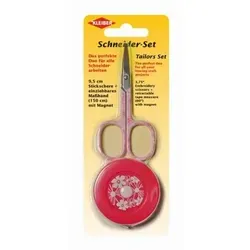 Schneider-Set Schere ca. 9,5 cm, Maßband 150 cm pink