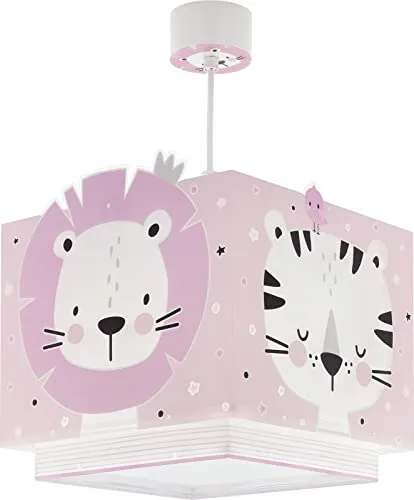 Dalber Lampe kinderzimmer, kinderlampe Pendelleuchte Hängelampe, Deckenleuchte Kinder, Deckenlampe kinderzimmer Baby Jungle Tiere Dschungeltiere Rosa, 63112S, E27