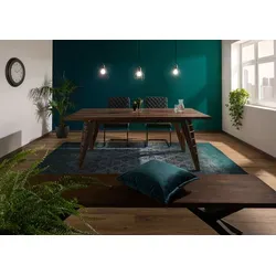 Massivmoebel24 Esstisch BASSANO - Esstisch aus Mixwood Teak, 200x100 cm, natur lackiert – ideal für gesellige Runden und stilvolle Einrichtung in Ihrem Essbereich.