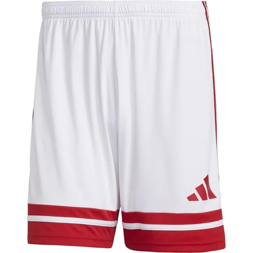 adidas Herren SQUADRA25 Short, White/Team Power Red 2, S - Sporthose aus 100% recyceltem Polyester mit AEROREADY-Technologie für optimale Feuchtigkeitsregulierung und Komfort beim Training.