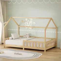 ML-DESIGN Spielbett Hausbett Kinderbett 120x200 cm inkl. Lattenrost - Kreatives Kinderbett im modernen Hausbett-Design aus hochwertigem Kiefernholz. Mit integriertem Rausfallschutz für mehr Sicherheit und niedriger Einstiegshöhe – ideal für selbstständiges Ein- und Aussteigen. Perfekt für Spiel und Entspannung.